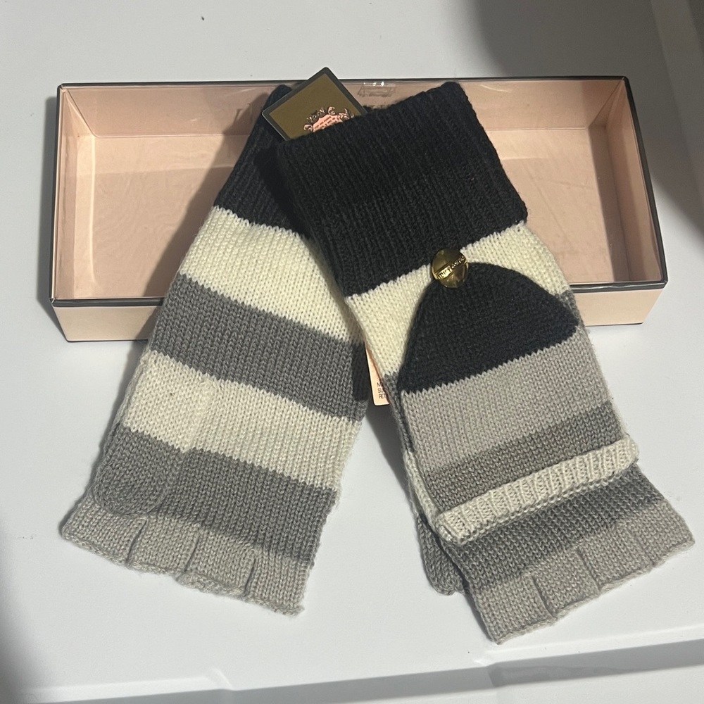 Juicy Couture Black and Gray Knit Beanie Set - Picture 3 of 3